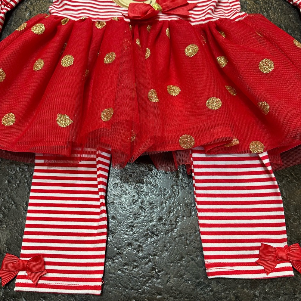 Emily Rose Red and Gold Reindeer 2 Piece Outfit - Picture 3 of 7